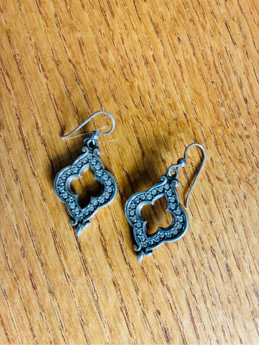 Brighton Silver-Tone Quatrefoil Crystal Dangle Earrings - Picture 3 of 3